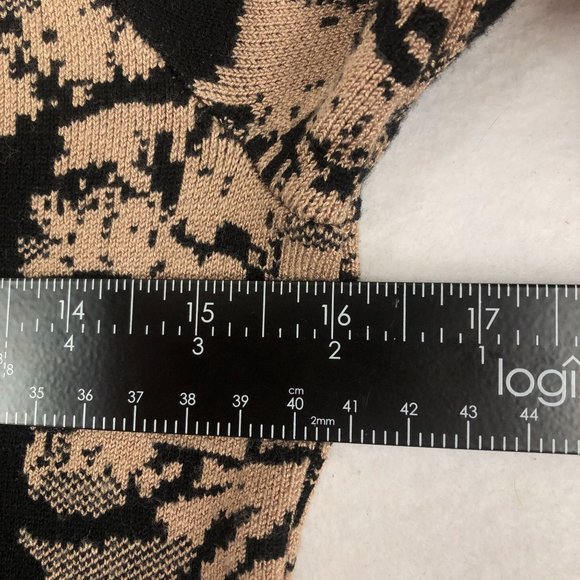 Carmen Marc Valvo Women's Size Small Black Brown Printed Knit Sweater Mini Dress - Picture 4 of 8